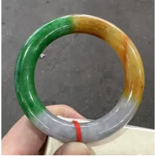 Round rod Natural Grade AAA Green Yellow Jade jadeite bracelet Bangle 58mm Round rod Natural Grade AAA Green Yellow Jade jadeite bracelet Bangle 58mm